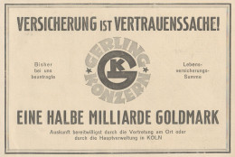 Gerling Konzern - Pubblicità D'epoca - 1925 Old Advertising - Publicités