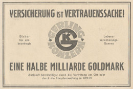 Gerling Konzern - Pubblicità D'epoca - 1925 Old Advertising - Publicidad