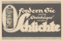 Schlichte Steinhagen - Pubblicità D'epoca - 1925 Old Advertising - Publicidad