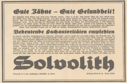 Dentifricio SOLVOLITH - Pubblicità D'epoca - 1925 Old Advertising - Publicidad
