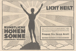 Kunstliche Honen Sonnen - Pubblicità D'epoca - 1925 Old Advertising - Publicités