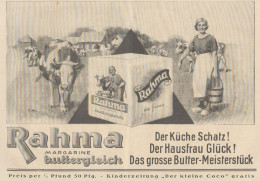 RAHMA Margarine Buttergleich - Pubblicità D'epoca - 1925 Old Advertising - Publicidad