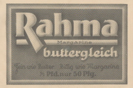 RAHMA Margarine Buttergleich - Pubblicità D'epoca - 1925 Old Advertising - Publicidad