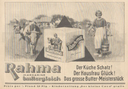 RAHMA Margarine Buttergleich - Pubblicità D'epoca - 1925 Old Advertising - Publicidad