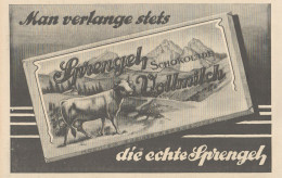 SPRENGEL Schokolade Vollmilch - Pubblicità D'epoca - 1925 Old Advertising - Publicidad
