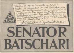 Sigarette Senator BATSCHARI - Pubblicità D'epoca - 1925 Old Advertising - Publicidad