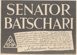 Sigarette Senator BATSCHARI - Pubblicità D'epoca - 1925 Old Advertising - Publicidad