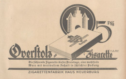 Sigarette HAUS NEUERBURG - Overstolz - Pubblicità D'epoca - 1925 Old Ad - Publicidad