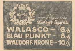 WALASCO Waldorf Cigarette - Pubblicità D'epoca - 1925 Old Advertising - Publicidad