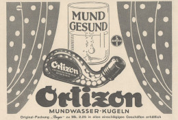 ORTIZON Mundwasser Kugeln - Pubblicità D'epoca - 1927 Old Advertising - Advertising