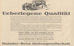 Automobile MERCEDES-BENZ - Pubblicità D'epoca - 1927 Old Advertising - Publicidad