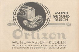 ORTIZON Mundwasser Kugeln - Pubblicità D'epoca - 1927 Old Advertising - Werbung