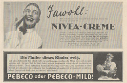 Zahnpasta PEBECO - NIVEA Creme - Pubblicità D'epoca - 1927 Old Advertising - Werbung