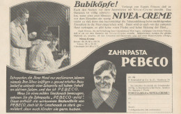 Zahnpasta PEBECO - NIVEA Creme - Pubblicità D'epoca - 1927 Old Advertising - Werbung