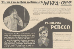 Zahnpasta PEBECO - NIVEA Creme - Pubblicità D'epoca - 1927 Old Advertising - Publicités