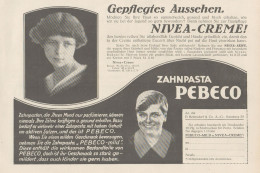 Zahnpasta PEBECO - NIVEA Creme - Pubblicità D'epoca - 1927 Old Advertising - Publicidad