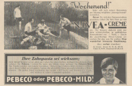 Zahnpasta PEBECO - NIVEA Creme - Pubblicità D'epoca - 1927 Old Advertising - Publicidad