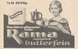 Margarine RAMA Butterfein - Pubblicità D'epoca - 1927 Old Advertising - Publicités