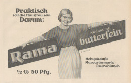 Margarine RAMA Butterfein - Pubblicità D'epoca - 1927 Old Advertising - Publicités