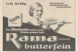 Margarine RAMA Butterfein - Pubblicità D'epoca - 1927 Old Advertising - Publicidad