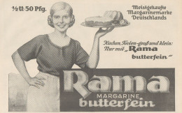 Margarine RAMA Butterfein - Pubblicità D'epoca - 1927 Old Advertising - Reclame