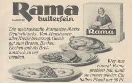 Margarine RAMA Butterfein - Pubblicità D'epoca - 1927 Old Advertising - Publicités