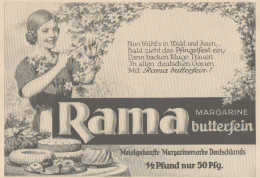 Margarine RAMA Butterfein - Pubblicità D'epoca - 1927 Old Advertising - Publicidad