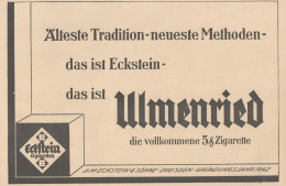 Sigarette ECKSTEIN Ulmenried - Pubblicità D'epoca - 1927 Old Advertising - Reclame