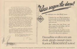 Sigarette ECKSTEIN Ulmenried - Pubblicità D'epoca - 1927 Old Advertising - Publicidad