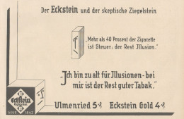 Sigarette ECKSTEIN Ulmenried - Pubblicità D'epoca - 1927 Old Advertising - Werbung