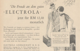 ELECTROLA - Pubblicità D'epoca - 1929 Old Advertising - Publicités