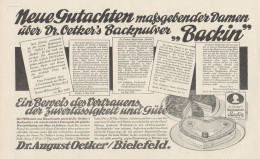 Dr. August Oetker - Pubblicità D'epoca - 1929 Old Advertising - Reclame