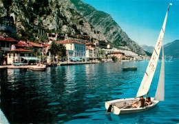 73603987 Limone Sul Garda Haeuserpartie Am Gardasee Segelboot Limone Sul Garda - Autres & Non Classés