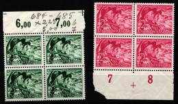 Deutsches Reich 684-685 Postfrisch 4er Block, 1 Marke Mit Bug #KL494 - Altri & Non Classificati