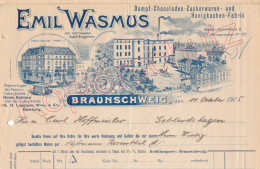 1905 Rechnung Zuckerwaren- Etc. Fabrik Emil Wasmus Braunschweig - Historische Dokumente