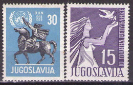 Yugoslavia 1955 - 10th Anniversary Of United Nations,10th Anniversary Of The Republic - Mi 774,775 - MNH**VF - Ongebruikt