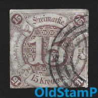 THURN Und TAXIS 1859 Mi.# 24 BPP Signed 4-Ring Gestempelt 15 Kr / Allemagne Alemania Altdeutschland Old Germany States - Used
