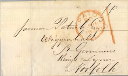 1850 SOUTHAMPTON - NORFOLK , CARTA CIRCULADA , FECHADOR " PAID " EN ROJO - ...-1840 Prephilately