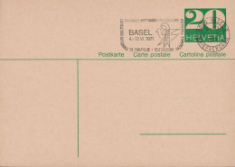 1969, Ganzsache Zum: 201 20 Cts. Grün ⵙ 4000 Basel. Flagge: Nationale Briefmarkenausstellung Basel - Interi Postali