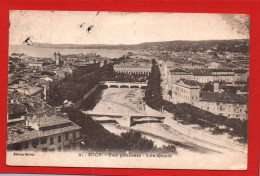 (RECTO / VERSO) NICE EN 1919 - N° 2 -  VUE GENERALE - LES QUAIS - BEAU TIMBRE DE MONACO ET CACHET - CPA - Life In The Old Town (Vieux Nice)