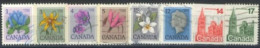 CANADA - 1977, QUEEN ELIZABETH II, HOUSE OF PARLIAMENT, FLOWERS STAMPS SET OF 8, USED. - Usati