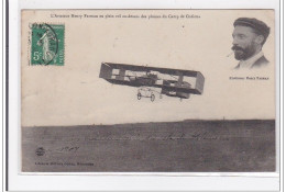 CHALONS : L'aviateur Heny Farman En Plein Vol Au-dessus Des Plaines Du Camp De Chalons - Tres Bon Etat - Autres & Non Classés
