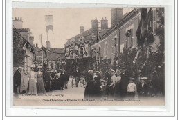 COUR-CHEVERNY : Fete Du 23 Aout 1908 - Maisons Décorées Rue Nationale - Tres Bon état - Sonstige & Ohne Zuordnung