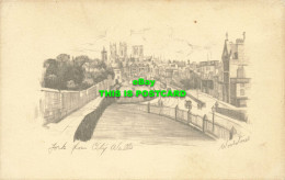 R599485 York From City Walls. Pencil Drawing. Woolstones - Monde