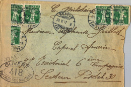 1917 GENEVE - SECTEUR POSTAL 30 , CORREO MILITAR , MARCA Y BANDA DE CENSURA , YV. 136 X 5 - GUILLERMO TELL - Cartas & Documentos