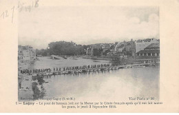 LAGNY - Le Pont De Bateaux Jeté Sur La Marne Par Le Génie Français - Très Bon état - Lagny Sur Marne