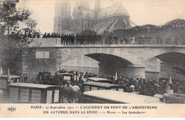 PARIS - 27 Septembre 1911 - L'Accident Du Pont De L'Archevéché - Un Autobus Dans La Seine - Très Bon état - Paris (01)