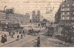 PARIS - La Place Saint Michel Et L'Eglise Notre Dame - état - Paris (05)