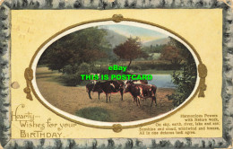 R599584 Hearty Wishes For Your Birthday. Cows Near River. Series 4007. B - Monde