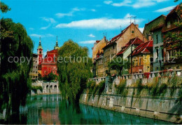 73602402 Ljubljana Laibach Haeuserpartie Am Fluss Innenstadt  - Slowenien